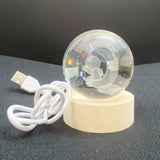 AM5355 Crystal Ball Night Lamp,Creative Crystal Ball Night Light, USB Table LED Wooden Crystal Ball for Home Decoration Birthday Gift for Teens, Boys, Girls (3D Moon ASTRONUAT)