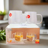 AM5376 Shine Max Transparent Glass Heat Resistant Tea - Coffee Mug (Set Of 2 Pcs)
