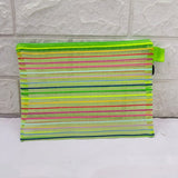AM5227 Transparent Colorful Rainbow Stripe Multipurpose Bag, Fridge Bag with Zipper - 22.5x17Cm - Small (Pack of 1)