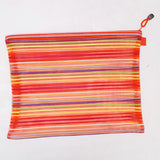 AM5229 Transparent Colorful Rainbow Stripe Multipurpose Bag, Fridge Bag with Zipper - 35x28Cm - Large (Pack of 1)