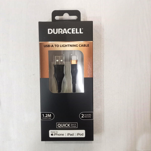 AM5886 Duracell USB-A To Lightning Apple Certified (Mfi) Braided Sync & Charge Cable - 3.9 Feet (1.2M)