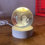 AM5355 Crystal Ball Night Lamp,Creative Crystal Ball Night Light, USB Table LED Wooden Crystal Ball for Home Decoration Birthday Gift for Teens, Boys, Girls (3D Moon ASTRONUAT)
