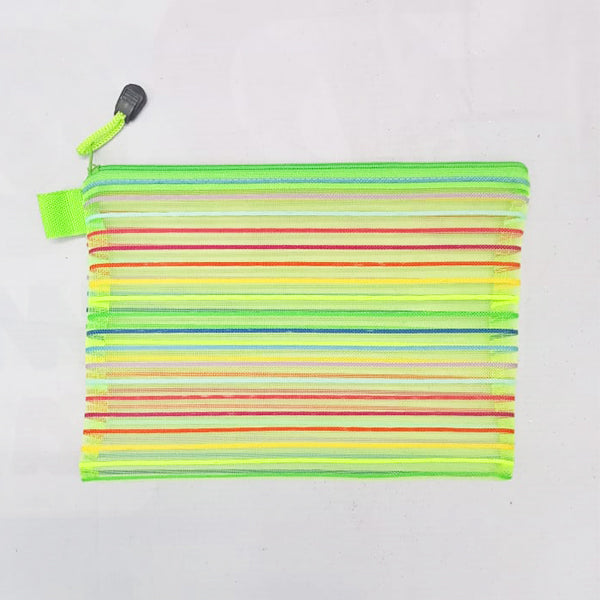 AM5227 Transparent Colorful Rainbow Stripe Multipurpose Bag, Fridge Bag with Zipper - 22.5x17Cm - Small (Pack of 1)