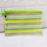 AM5228 Transparent Colorful Rainbow Stripe Multipurpose Bag, Fridge Bag with Zipper - 32.5x22.5Cm - Medium (Pack of 1)
