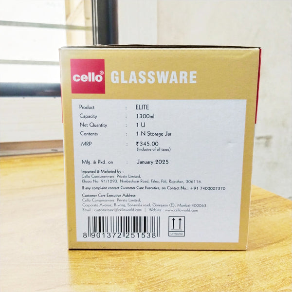 AM5674 CELLO Elite Storage Glass Jar 1300Ml
