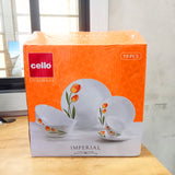 AM5754 Cello Opalware Imperial Collection Dinner Set, 19 Pieces - (Navy Blue & Vinea Designs)