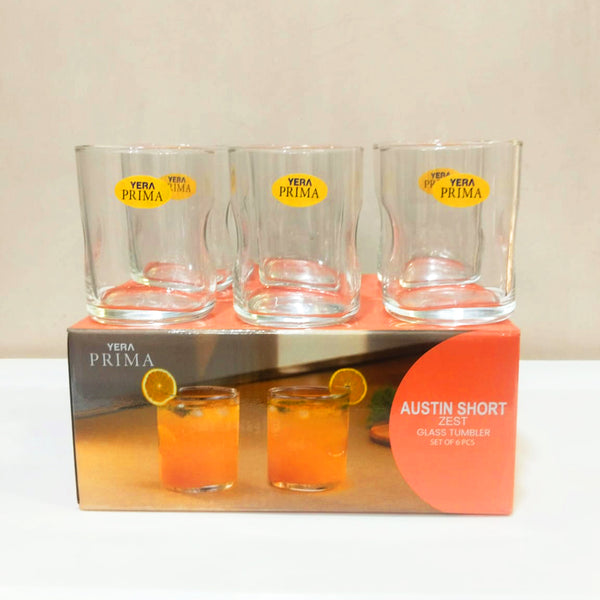 AM5648 YERA Prima Austin Short Zest Glass Tumbler Set of 6 Pcs - Each 250Ml