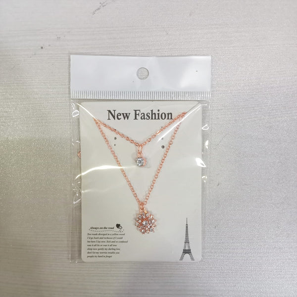 AM5759 Multi-Design Silver-Plated Two Layer Chain And Pendant Set of 1 Pc