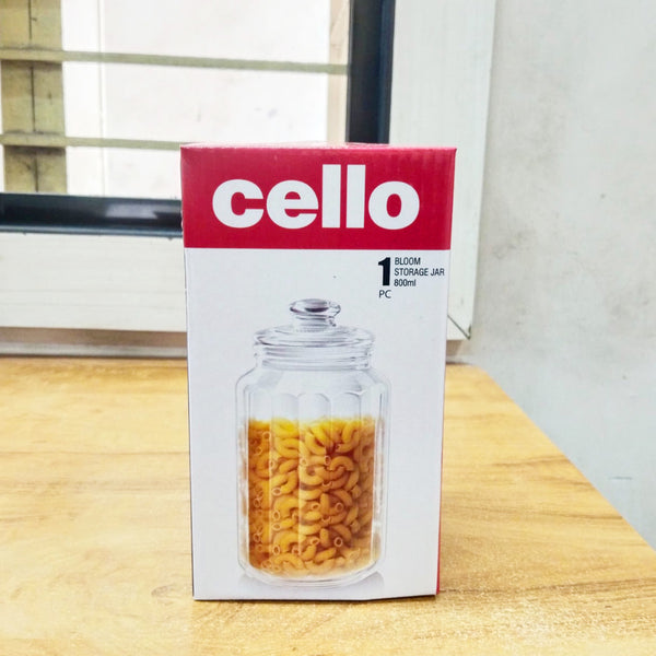 AM5676 CELLO Bloom Storage Glass Jar (800ml) for Cookie Jar, with Air Tight for Kitchen Dried Masala (Pack 1)