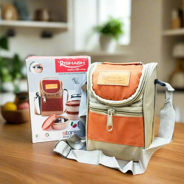 AM5653 Rishabh Galaxy Stanley 3 Inside Steel Container - Microwave Safe and 100% Leak Proof Lunch Box 3 Containers Lunch Box