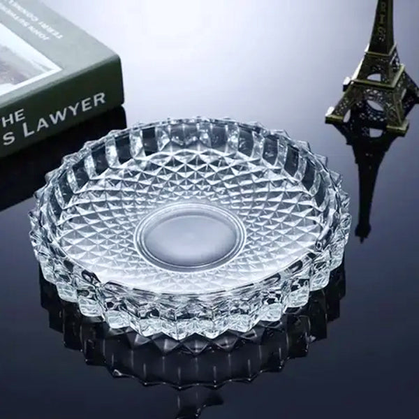 AM5359 Round Crystal Glass Smoking Ashtray- 128mm