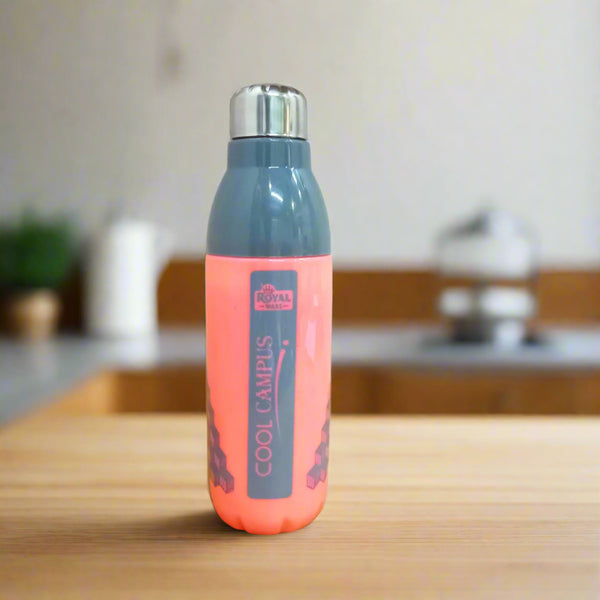 AM5862 ROYAL WARE Cool Campus 800ml Plastic Water Bottle & Steel Cap for Office, Gym, School, College, Travel