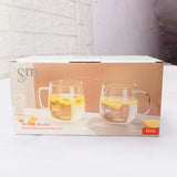 AM5376 Shine Max Transparent Glass Heat Resistant Tea - Coffee Mug (Set Of 2 Pcs)