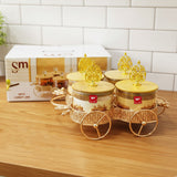 AM6271 Luxury Candy Jar Set 4 Pcs With Golden Cart Stand