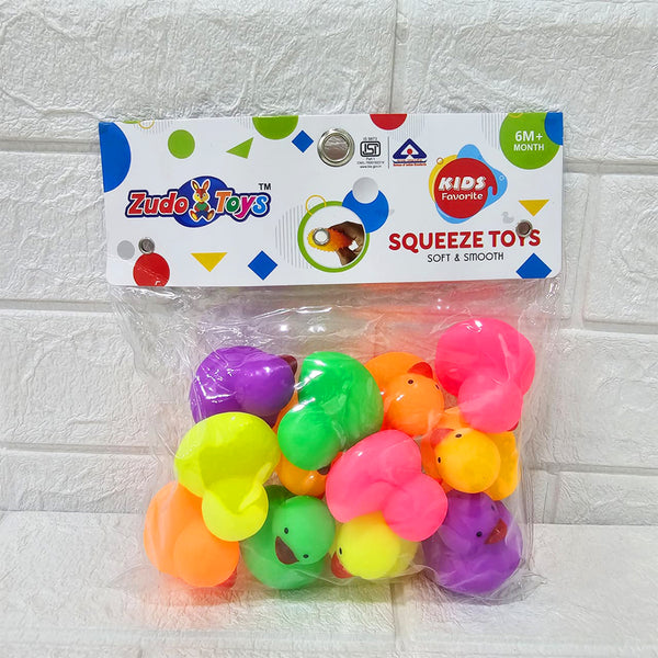 AM6030 Squeeze Multicolour Duck Toy Set – Soft & Smooth, 12 Pcs, for 6+ Months