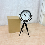 TM0111 Vintage Industrial Metal Tripod Desk Clock with Swivel Mirror Back - Small