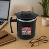 11521 1 Pc Apex Cat Mug – 250 ml Stainless Steel Insulated Inner with Cute Cat Print