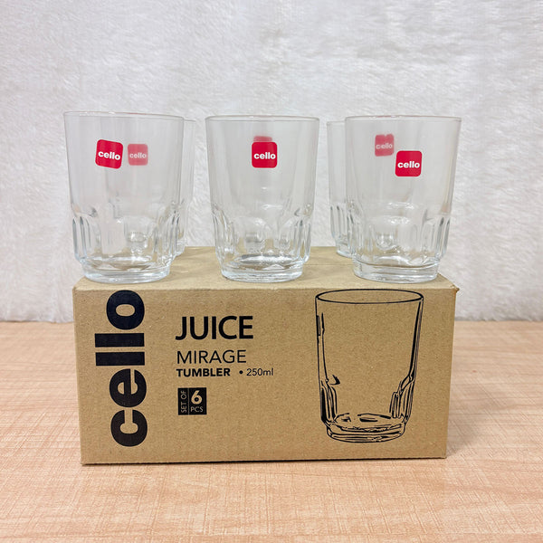 AM6621 Cello Mirage Tumbler Glass Set - 250ml (Set of 6)