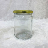 AM6211 Salsa Glass Jar 500ml - Golden Metal Cap Airtight Lid Transparent Jar 1 Pcs