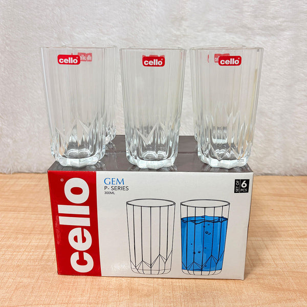 AM6615 Cello GEM HIBOLL P-Series 300ml Glass Tumbler Set, 6 Pieces