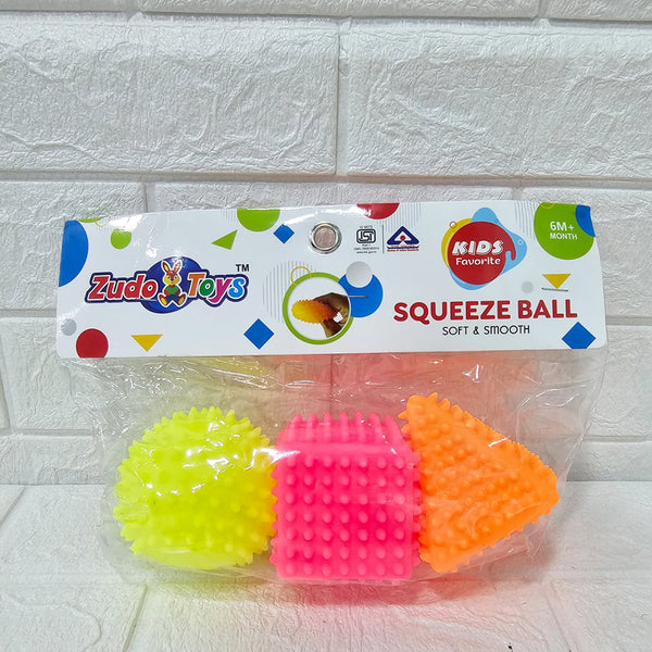 AM6035 Squeeze MultiShape Spike Toy Set – Soft & Smooth, 3 Pcs, for 6+ Months