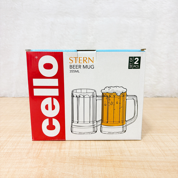 AM6654 Cello Stern Glass Beer Mug Set - 355ml (Set of 2)