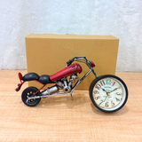 TM0115 Vintage Metal Maverick Motorcycle Desk Clock – Handcrafted Retro Chopper Figurine - Pack Of 1