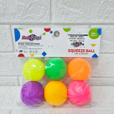 AM6034 Squeeze Multicolour Smiley Ball Toy Set – Soft & Smooth, 6 Pcs, for 6+ Months
