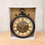 TM0104 Crawford Vintage Pocket Watch Style Wall Clock – Roman Numerals & Gear Design