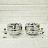 AM6003 Madhuram Stainless Steel Dry Fruit Set – 2 Pcs with Transparent Acrylic Stand