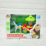 AM6040 Plastic Musical Horse Carriage Toy for Kids, Bump and Go Horse Cart with 360 Degree Rotating Universal Wheal, Battery Operated Horse Cart with Flashing Light, Multicolor, 4+Years (Pack of 1)