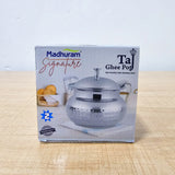 AM6008 Madhuram Stainless Steel Taj Ghee Pot with Lid and Spoon- No.2
