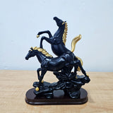 AM5929 Standing On Mountain Horse Showpiece, Double Horse Showpiece for Home, Table, Office
