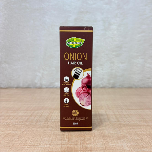 AM6670 Girnar Onion Hair Oil (90ml) with Comb Applicator – Promote Growth & Control Hair Fall