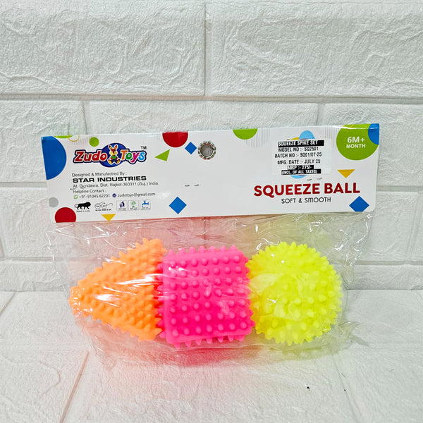 AM6035 Squeeze MultiShape Spike Toy Set – Soft & Smooth, 3 Pcs, for 6+ Months