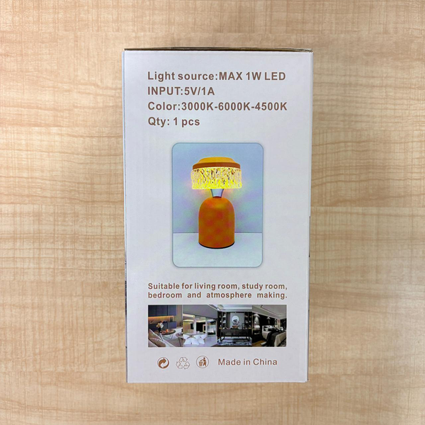 TM0095 Rechargeable Touch Dimming LED Table Lamp – 3 Color Modes & Crystal Effect Shade