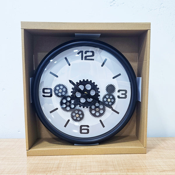 AM5948 Black Gear Wall Clock with Industrial Design