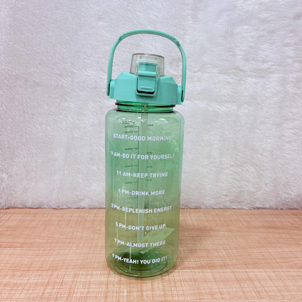AM6662 Motivational Water Bottle with Time Marker & Straw - 2000ml