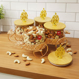 AM6271 Luxury Candy Jar Set 4 Pcs With Golden Cart Stand