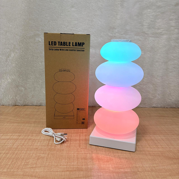 TM0097 Mix-Design Stacked Zen Stone RGB LED Table Lamp with Touch Control - Pack of 1