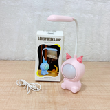 TM0094 Mini Rechargeable Cartoon LED Lovely Desk Lamp – Portable Pink Bunny Night Light with Flexible Neck - Pack of 1