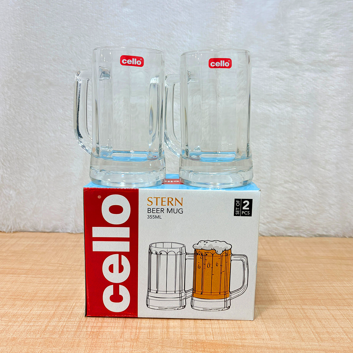 AM6654 Cello Stern Glass Beer Mug Set - 355ml (Set of 2) – Amd-Deodap