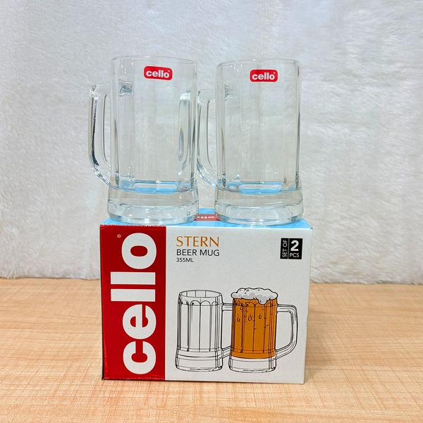 AM6654 Cello Stern Glass Beer Mug Set - 355ml (Set of 2)