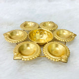 Di0320 Golden Decorative Diya Set – 6 Small Diyas with Central Holder