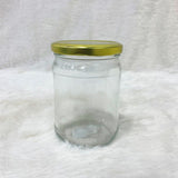 AM6211 Salsa Glass Jar 500ml - Golden Metal Cap Airtight Lid Transparent Jar 1 Pcs