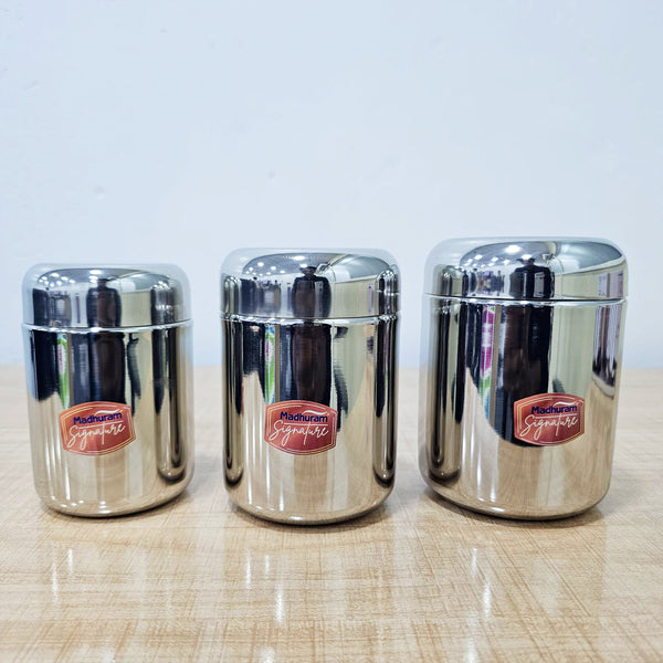 AM6009 Madhuram Stainless Steel Tea Sugar & Coffee Container (Pack of 3)