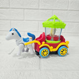 AM6040 Plastic Musical Horse Carriage Toy for Kids, Bump and Go Horse Cart with 360 Degree Rotating Universal Wheal, Battery Operated Horse Cart with Flashing Light, Multicolor, 4+Years (Pack of 1)