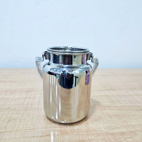 AM6010 Madhuram Stainless Steel Milk Pot Akhand Barni Jar with Lid and Handle - 500ml