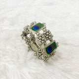 Di0214 Oxidized Peacock Feather Design Silver Bracelet