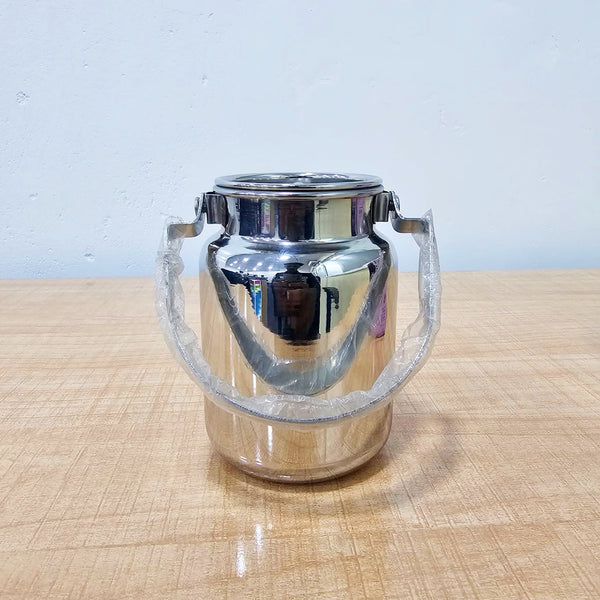 AM6010 Madhuram Stainless Steel Milk Pot Akhand Barni Jar with Lid and Handle - 500ml